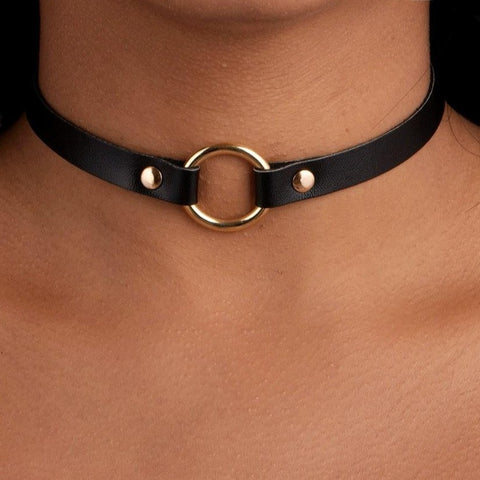 Image of Vegan Leather Eternity Ring Day Collar 2 Pack Gold Silver - Day Collar - BDSM Collar Store