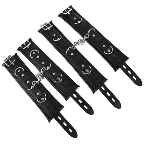 Image of Spreader Bar, 4 Padded Cuffs, Vegan Leather and Metal, Red or Black, Mix and Match 19.99 - 49.99 - Cuffs - BDSM Collar Store