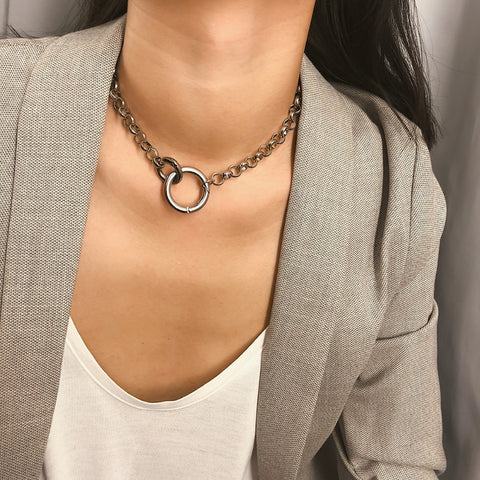 Image of Iron Chain Double Interlocking Ring Collar 2 Colors - Day Collar - BDSM Collar Store