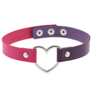 Heart Ring Day Collar, Vegan Leather, Mix and Match Colors, Choker