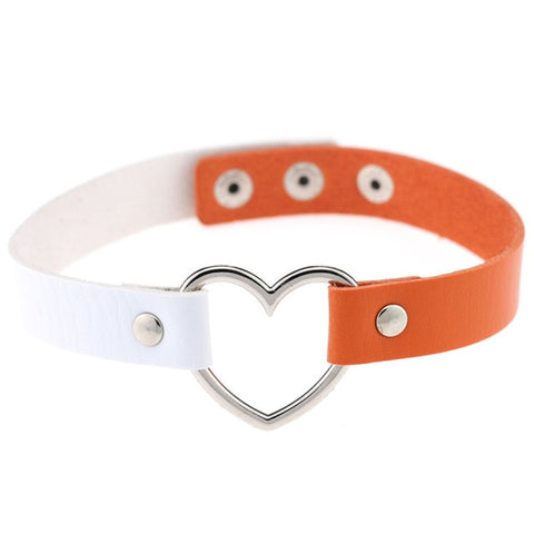 Image of Heart Ring Day Collar, Vegan Leather, Mix and Match Colors, Choker - Day Collar - BDSM Collar Store