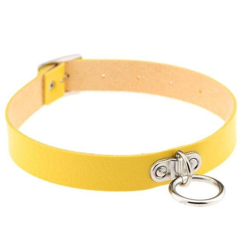 Image of Vegan Leather Collar 13 Colors Medium Ring Adjustable - Collar - BDSM Collar Store