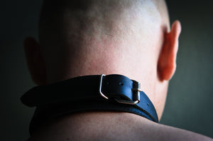 Genuine Lightweight Black Leather Collar, Lined, D-Ring, 1.5 Inch - Collar - BDSM Collar Store