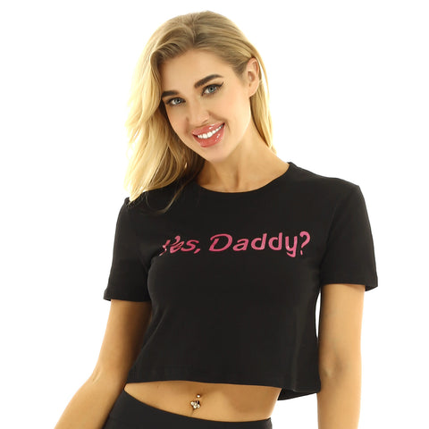 Image of Yes Daddy? Crop Top Short-Sleeved or Sleeveless - Clothing - BDSM Collar Store