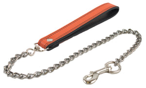 Leash, Genuine Leather, 24 inch with Chain, 13 Colors Available