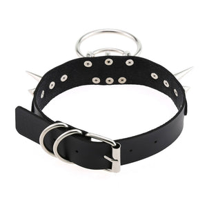Spiked Vegan Leather Collar Double Ring 16 Colors