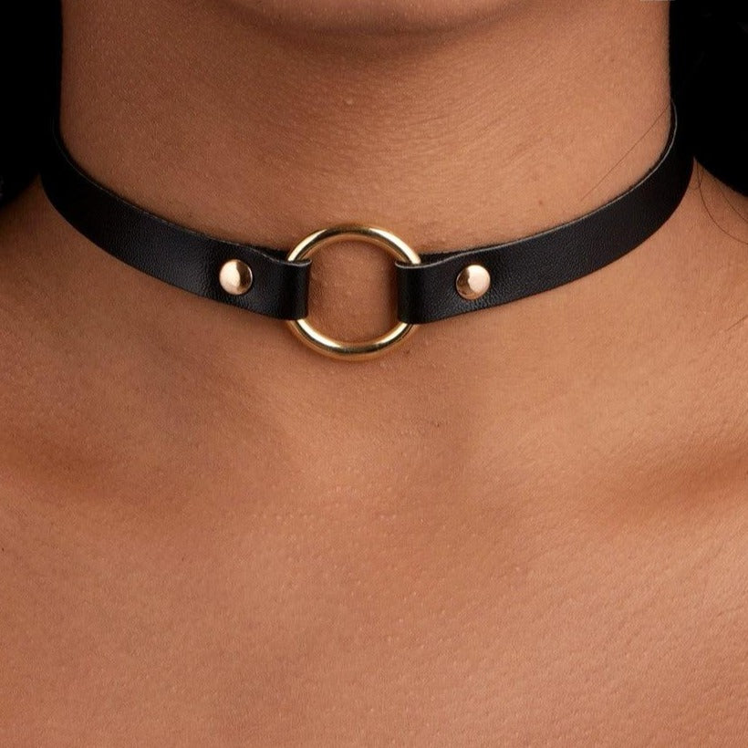 Vegan Leather Eternity Ring Day Collar 2 Pack Gold Silver - Day Collar - BDSM Collar Store