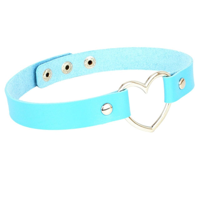 Heart Ring Day Collar, Vegan Leather, Mix and Match Colors, Choker - Day Collar - BDSM Collar Store