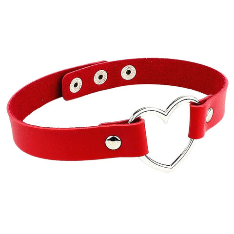 Image of Heart Ring Day Collar, Vegan Leather, Mix and Match Colors, Choker - Day Collar - BDSM Collar Store
