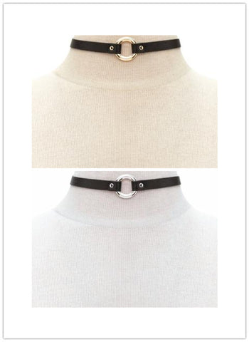 Vegan Leather Eternity Ring Day Collar 2 Pack Gold Silver - Day Collar - BDSM Collar Store