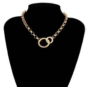 Iron Chain Double Interlocking Ring Collar 2 Colors - Day Collar - BDSM Collar Store