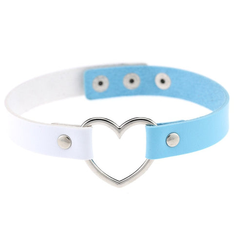 Heart Ring Day Collar, Vegan Leather, Mix and Match Colors, Choker - Day Collar - BDSM Collar Store