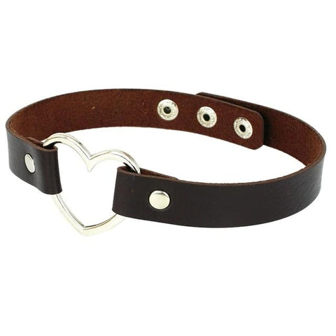 Heart Ring Day Collar, Vegan Leather, 12 Colors, Choker - Day Collar - BDSM Collar Store