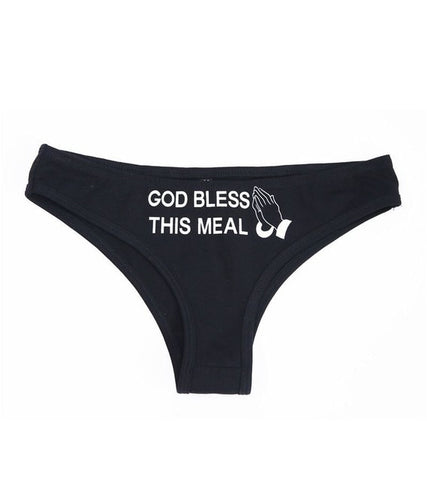 Image of God Bless This Meal Panties, Black or White - Clothing - BDSM Collar Store