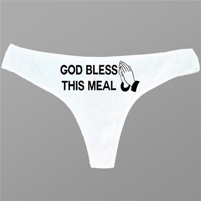 God Bless This Meal Panties, Black or White - Clothing - BDSM Collar Store