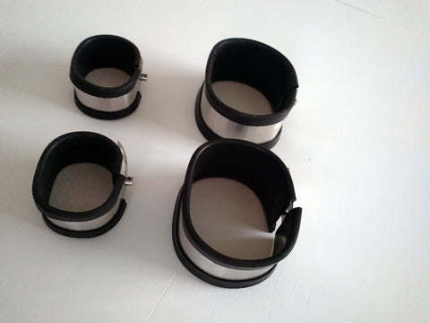 Image of Stainless Steel Collar and Cuffs, Silicone-Lined - Cuffs - BDSM Collar Store