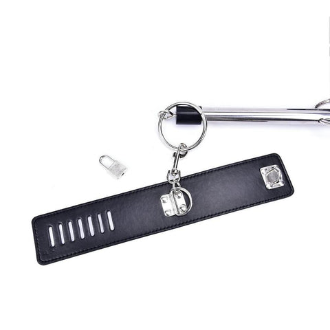 Image of Spreader Bar, 4 Cuffs, Vegan Leather and Metal, with Locks, Red or Black - Cuffs - BDSM Collar Store