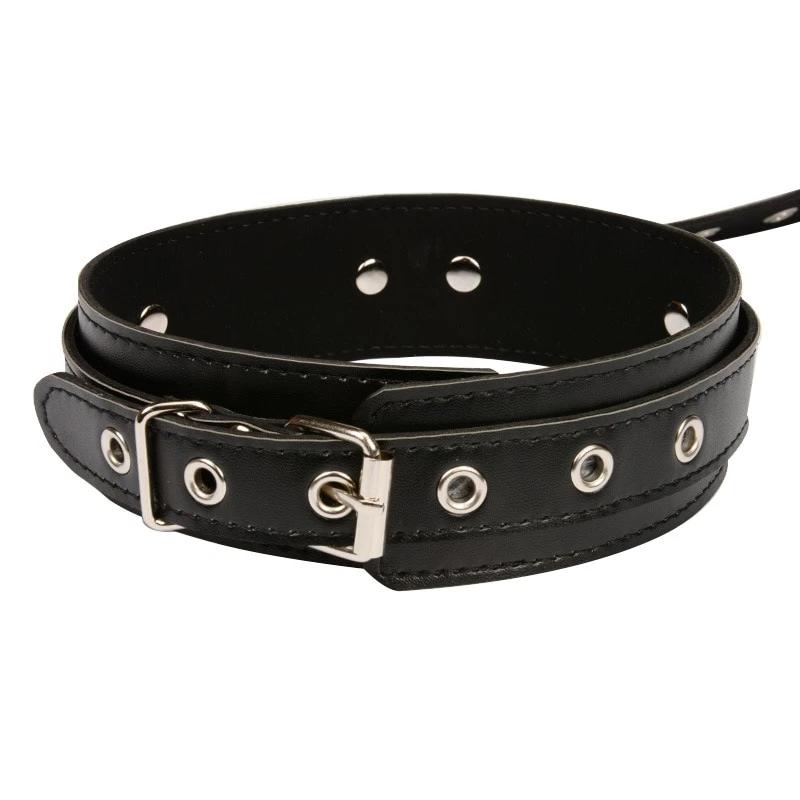Collar With Behind-The-Back Cuffs on O-Ring, Black or Red, Vegan Leather or Nylon - Cuffs - BDSM Collar Store