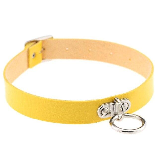 Vegan Leather Collar 13 Colors Medium Ring Adjustable - Collar - BDSM Collar Store